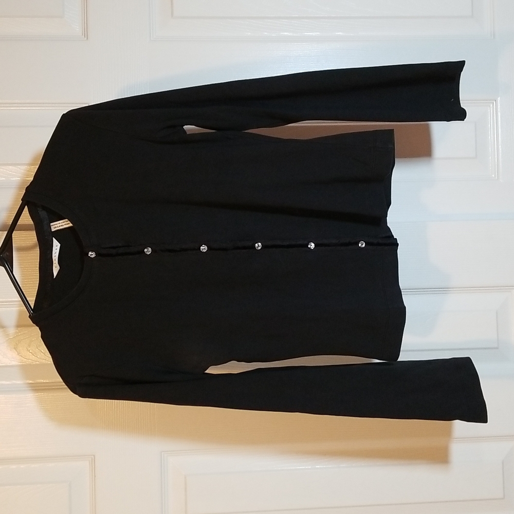 clothes Velvet Trimmed Button-Up Cotton Cardigan - M